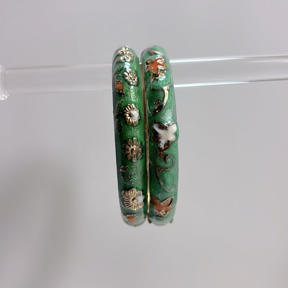 New Handcrafted Cloisonne Bangle Bracelets Golden Enamel Metal Handcuff - Picture 3 of 5